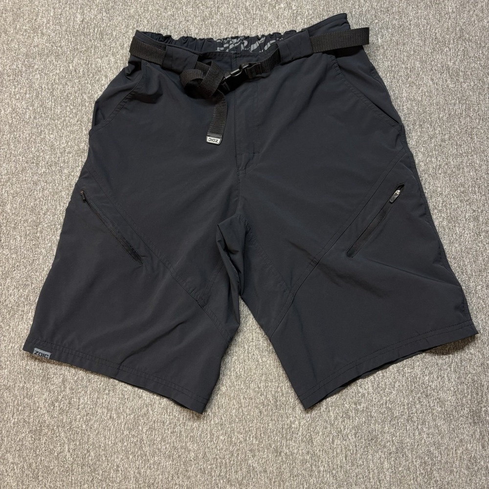 Zoic Guide 11" MYB Shorts Men's Large Belted Zip Cargo Pockets Black